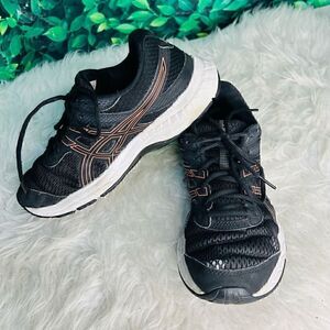 Asics black and pink athletic sneakers: tennis shoes 8.5